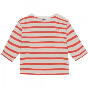 T Shirts Tops Chłopięce Molo Edarko Shell Red Stripe | PL0001426