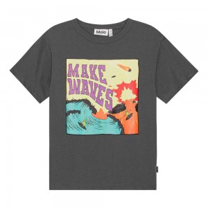 T Shirts Tops Chłopięce Molo Riley Surf On Fire | PL0000811