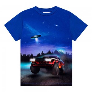 T Shirts Tops Chłopięce Molo Roxo UFO And Car | PL0000844