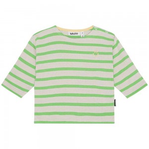 T Shirts Tops Dziewczynka Molo Edarko Grass Stripe | PL0001440