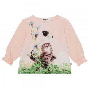 T Shirts Tops Dziewczynka Molo Elina Kitten Clover | PL0001434