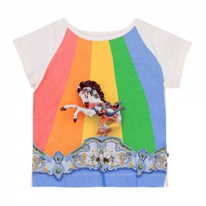 T Shirts Tops Dziewczynka Molo Elly Carousel Top | PL0001429