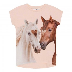 T Shirts Tops Dziewczynka Molo Ragnhilde Yin Yang Horses | PL0000574