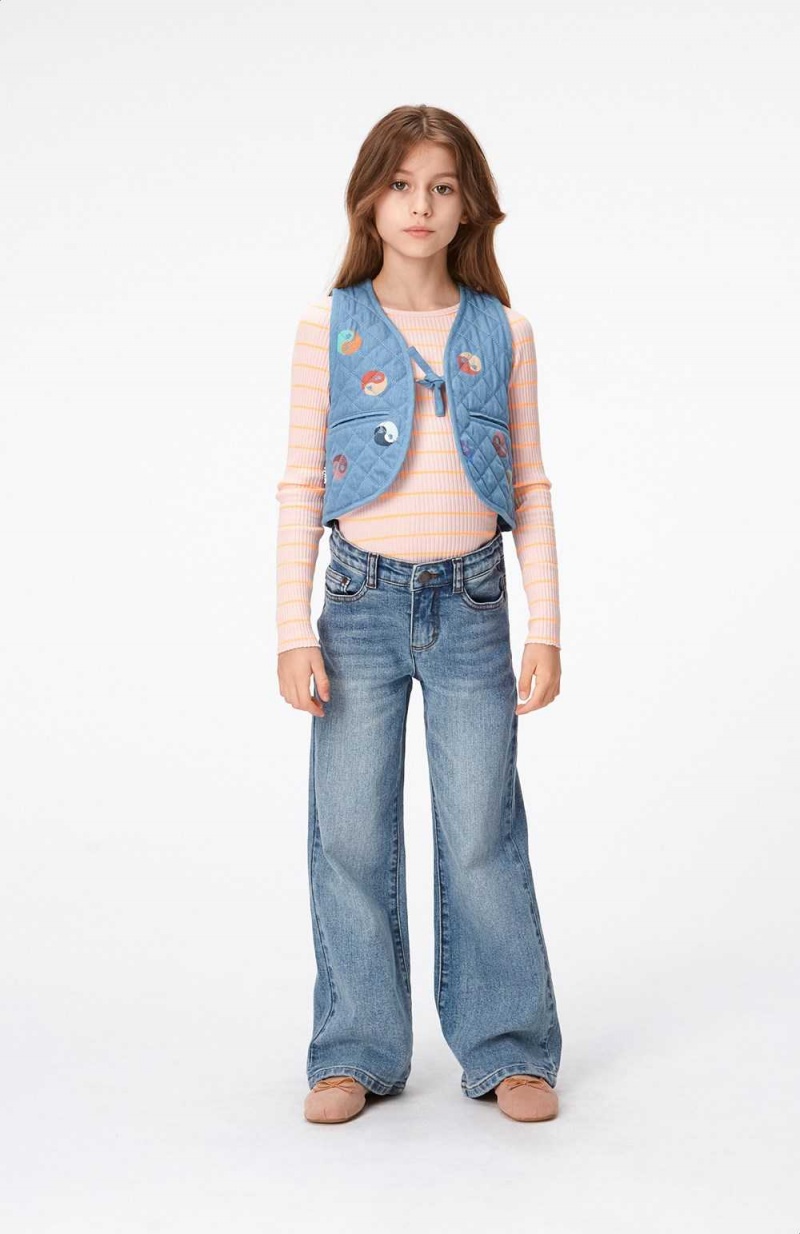 Pants & Jeans Dziewczynka Molo Asta Washed Denim Blue | PL0000375