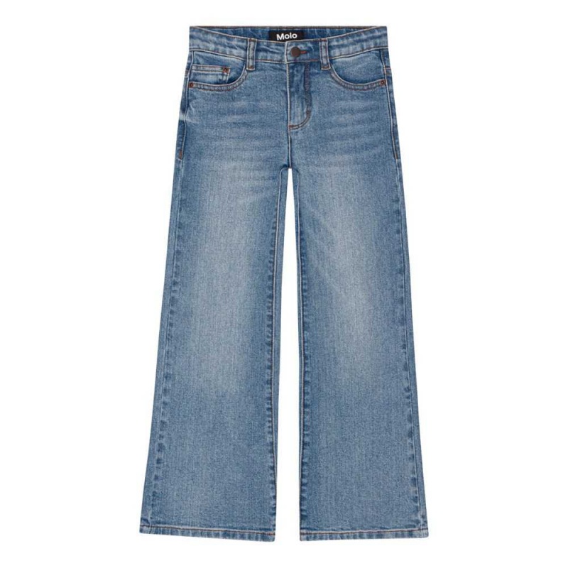 Pants & Jeans Dziewczynka Molo Asta Washed Denim Blue | PL0000375