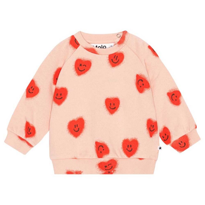 Sweatshirts Cardigans Dziewczynka Molo Disc Red Hearts | PL0001407