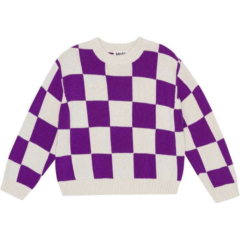 Sweatshirts Cardigans Dziewczynka Molo Gertina Purple Shell Check | PL0000314