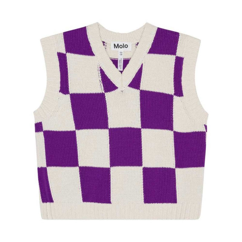 Sweatshirts Cardigans Dziewczynka Molo Gitta Purple Shell Check | PL0000311