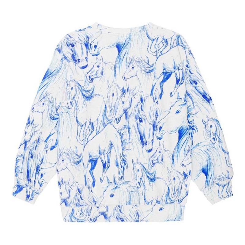 Sweatshirts Cardigans Dziewczynka Molo Monti Blue Horses | PL0000480