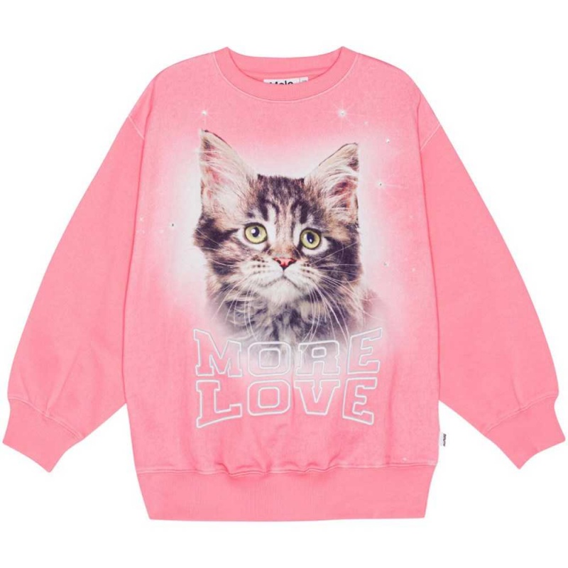 Sweatshirts Cardigans Dziewczynka Molo Monti More Love Cat | PL0000479