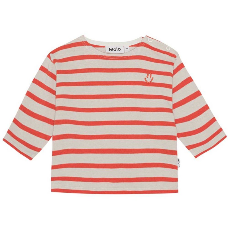 T Shirts Tops Chłopięce Molo Edarko Shell Red Stripe | PL0001426