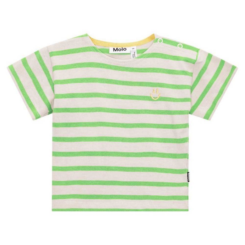 T Shirts Tops Chłopięce Molo Eivor Grass Stripe | PL0001424