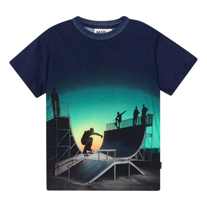 T Shirts Tops Chłopięce Molo Rame Halfpipe Universe | PL0000821