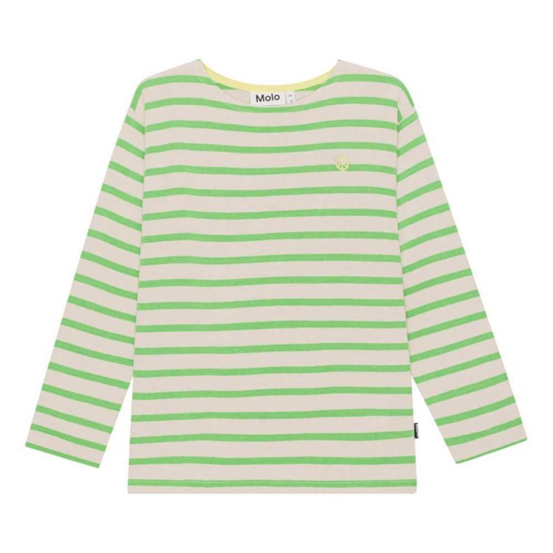 T Shirts Tops Chłopięce Molo Rilder Grass Stripe | PL0000833