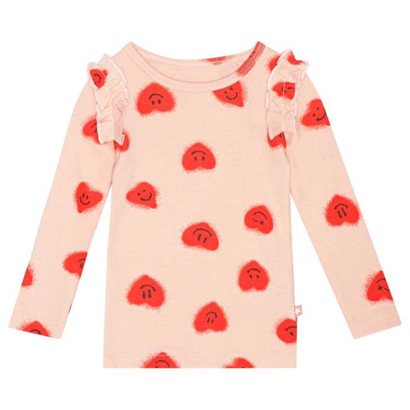 T Shirts Tops Dziewczynka Molo Emma Red Hearts_ Jersey | PL0001449