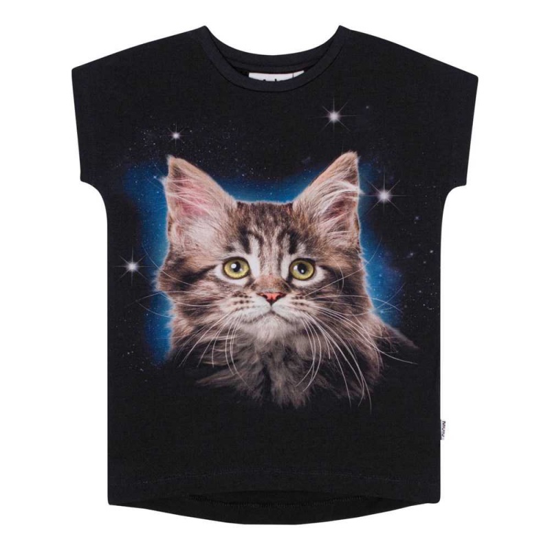 T Shirts Tops Dziewczynka Molo Ragnhilde Space Cat | PL0000567