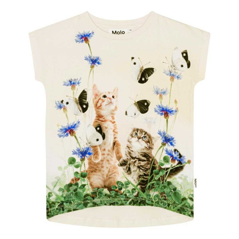 T Shirts Tops Dziewczynka Molo Ragnhilde Yin Yang Kitten | PL0000569