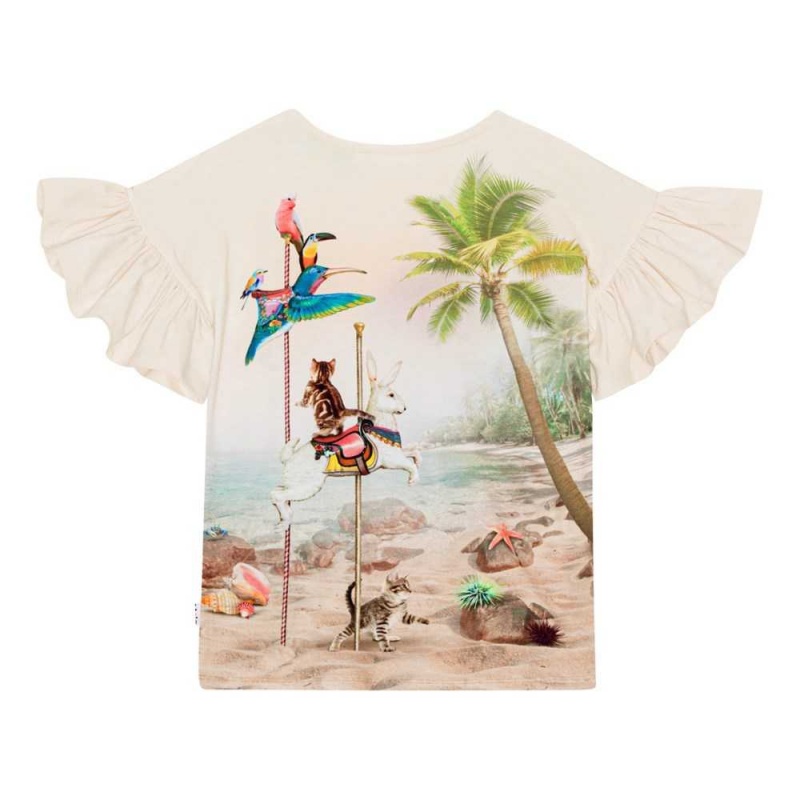 T Shirts Tops Dziewczynka Molo Rayah Carousel Cats | PL0000496