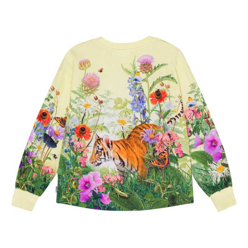 T Shirts Tops Dziewczynka Molo Reniza Tiger Garden | PL0000536