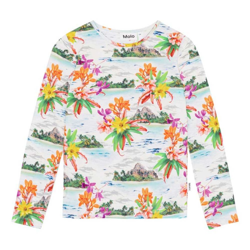 T Shirts Tops Dziewczynka Molo Rose Tropical Islands | PL0000517