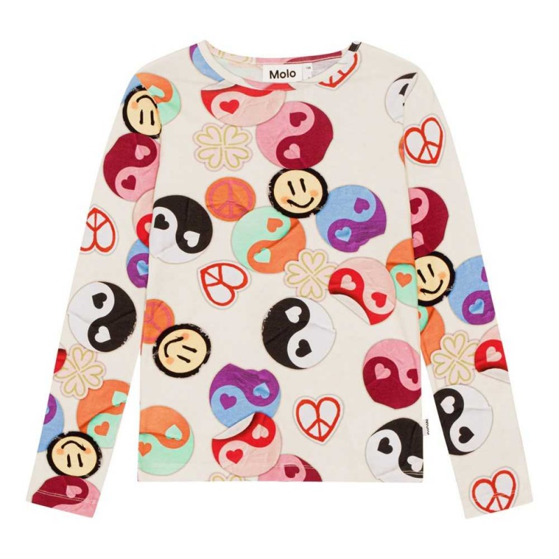 T Shirts Tops Dziewczynka Molo Rose Yin Yang | PL0000558