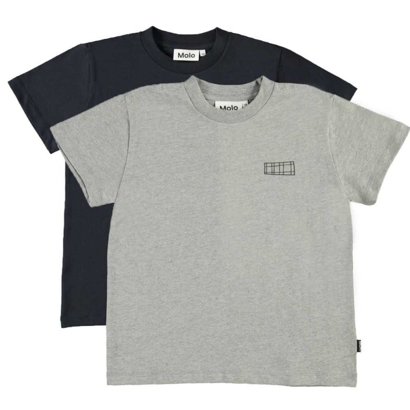 T Shirts Tops Dziewczynka Molo Roxo 2-pack Navy Grey | PL0000595